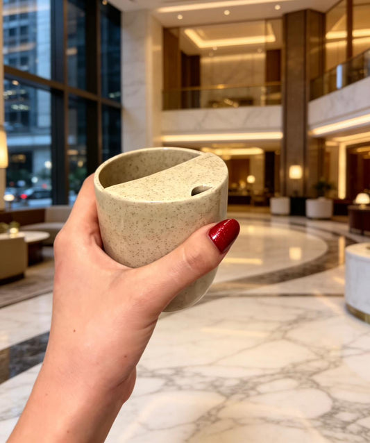 Dark Beige Speckled Ceramic Travel Mug (250ml)